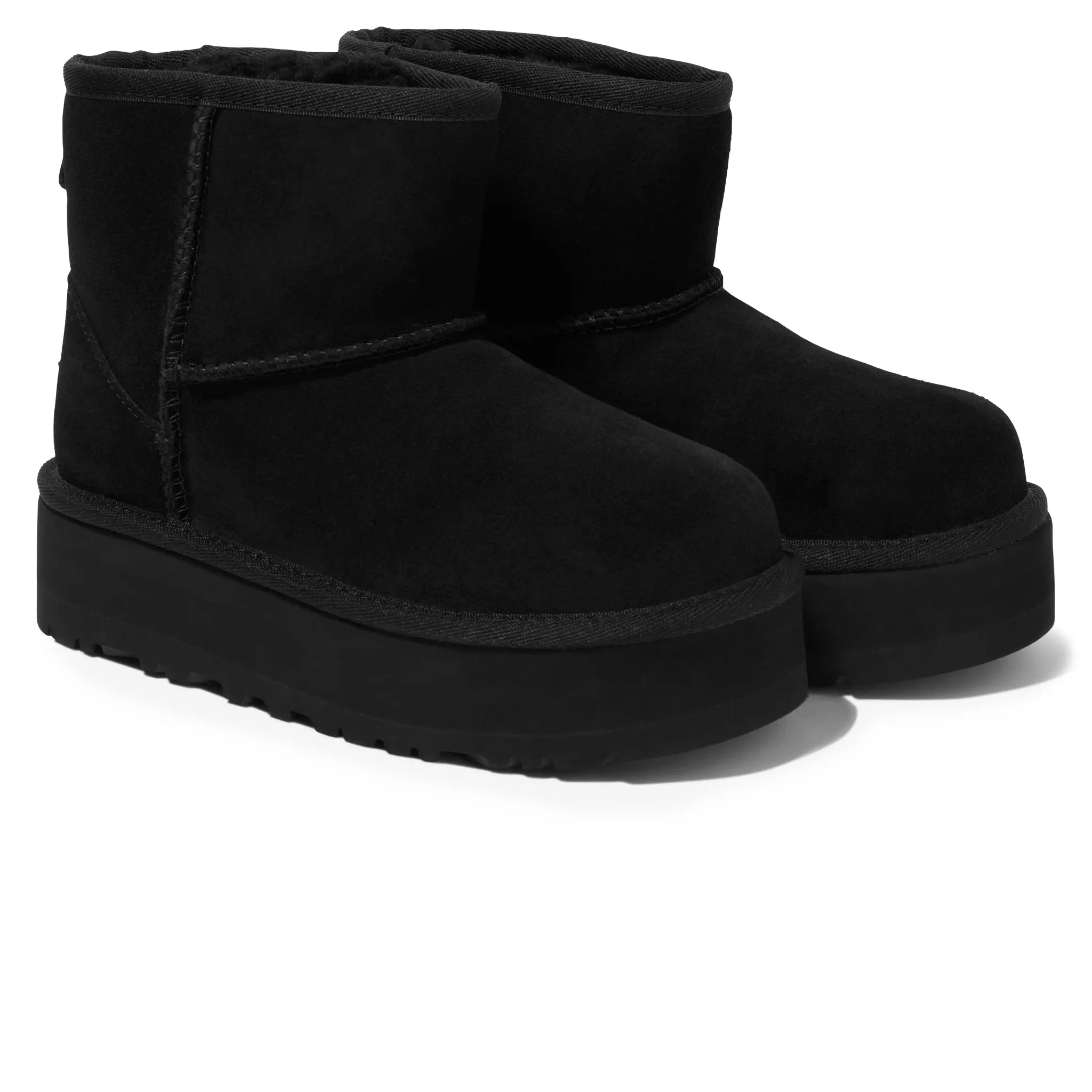 Front Side View of UGG Classic Mini Platform Girls Black Boots UGGA3021150235